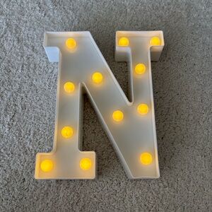 Light Up White Letter N Marquee Light